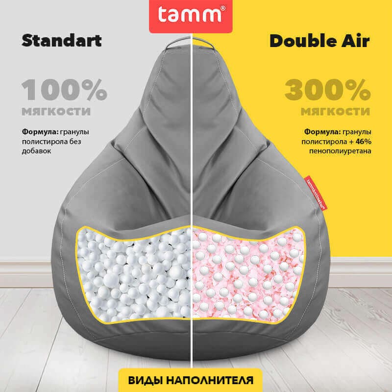 Серое кресло-мешок из вельвета Босс Пудра, Графит превью 4