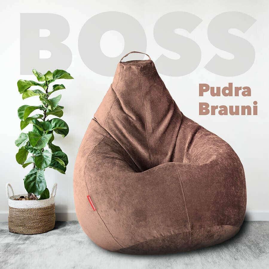 Шоколадное кресло-мешок из вельвета Босс Пудра, Шоколад превью 6